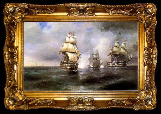 framed  unknow artist Seascape, boats, ships and warships. 140, ta009-2